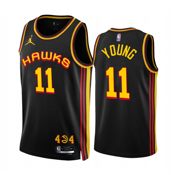 Men's Atlanta Hawks #11 Trae Young 2022/23 Black Statement Edition Stitched Jersey Men's Atlanta Hawks #11 Trae Young 2022/23 Black Statement Edition Stitched Jersey