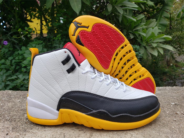 Men's Running Weapon Air Jordan 12 White/Black/Orange Shoes 038