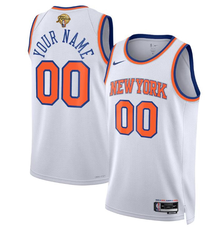 Men's New Yok Knicks Active Player Custom White 2026 Finals Patch Association Edition Stitched Basketball Jersey Men's New Yok Knicks Active Player Custom White 2026 Finals Patch Association Edition Stitched Basketball Jersey