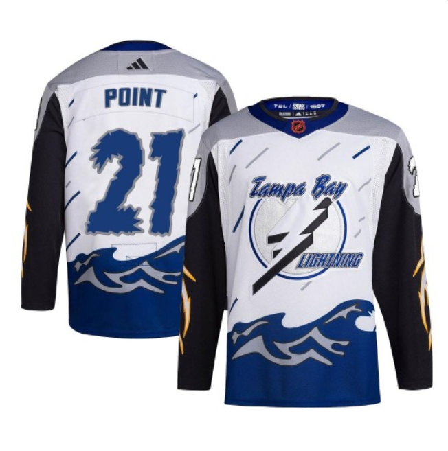 Men's Tampa Bay Lightning #21 Brayden Point White 2022-23 Reverse Retro Stitched Jersey Men's Tampa Bay Lightning #21 Brayden Point White 2022-23 Reverse Retro Stitched Jersey