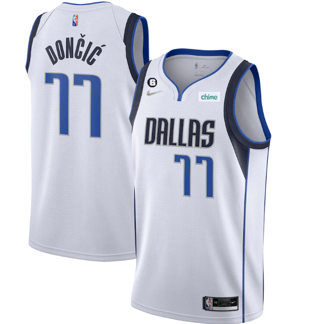 Men's Dallas Mavericks #77 Luka Doncic White No.6 Patch Stitched Jersey Men's Dallas Mavericks #77 Luka Doncic White No.6 Patch Stitched Jersey