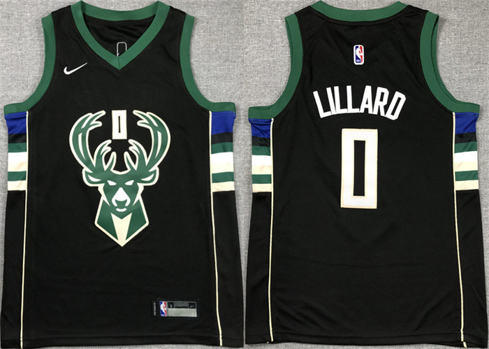 Youth Milwaukee Bucks #0 Damian Lillard Black Stitched Basketball Jersey