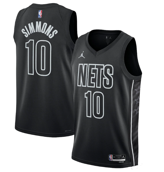 Men's Brooklyn Nets #10 Ben Simmons 2022/23 Black Statement Edition Stitched Basketball Jersey Men's Brooklyn Nets #10 Ben Simmons 2022/23 Black Statement Edition Stitched Basketball Jersey