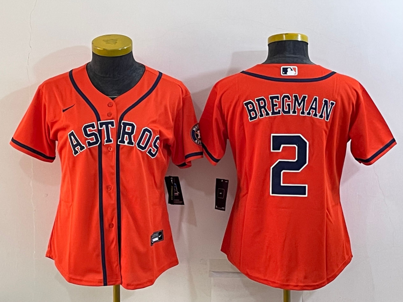 Women's Houston Astros #2 Alex Bregman Orange With Patch Cool Base Stitched Baseball Jersey(Run Small) Women's Houston Astros #2 Alex Bregman Orange With Patch Cool Base Stitched Baseball Jersey(Run Small)