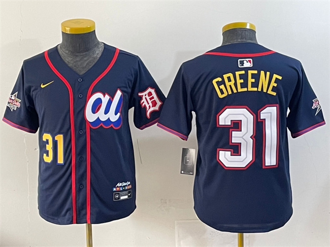 Youth American League #31 Riley Greene Navy 2025 All-Star Edition Limited Stitched Baseball Jersey Youth American League #31 Riley Greene Navy 2025 All-Star Edition Limited Stitched Baseball Jersey