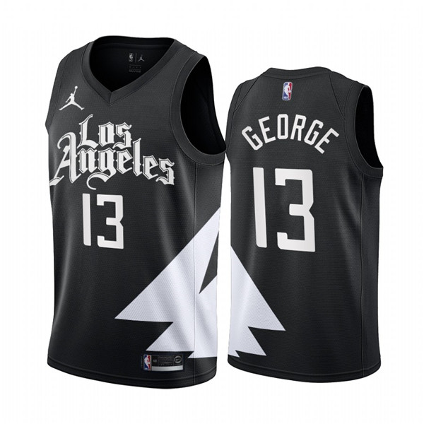 Men's Los Angeles Clippers #13 Paul George 2022/23 Black Statement Edition Stitched Jersey Men's Los Angeles Clippers #13 Paul George 2022/23 Black Statement Edition Stitched Jersey
