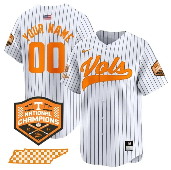 Men's Tennessee Volunteers Active Player Custom White Pinstripe 2024 Champions Vapor Limited Stitched Jersey Men's Tennessee Volunteers Active Player Custom White Pinstripe 2024 Champions Vapor Limited Stitched Jersey
