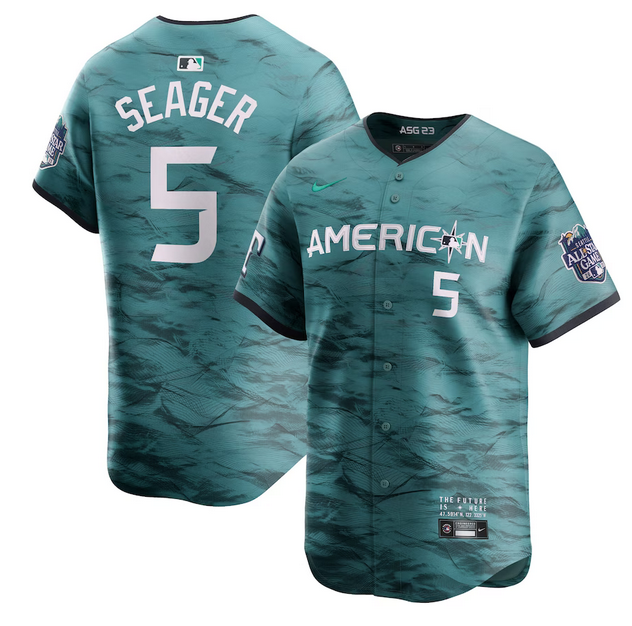 Men's Texas Rangers #5 Corey Seager Teal 2023 All-star Flex Base Stitched Baseball Jersey Men's Texas Rangers #5 Corey Seager Teal 2023 All-star Flex Base Stitched Baseball Jersey