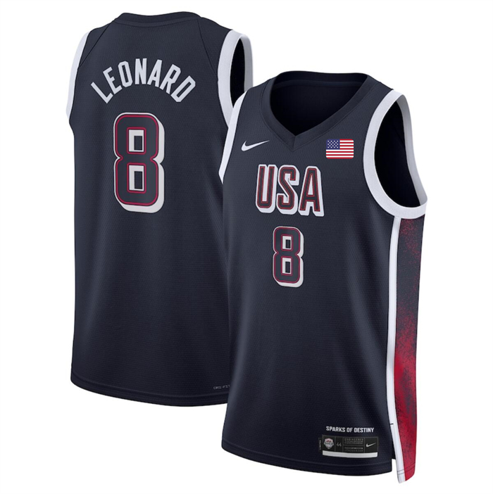Men's USA Basketball #8 Kawhi Leonard Navy 2024 Swingman Stitched Jersey Men's USA Basketball #8 Kawhi Leonard Navy 2024 Swingman Stitched Jersey