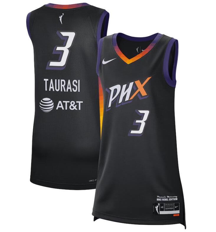 Women Phoenix Mercury #3 Diana Taurasi Black 2024 Rebel Edition Stitched Jersey Women Phoenix Mercury #3 Diana Taurasi Black 2024 Rebel Edition Stitched Jersey