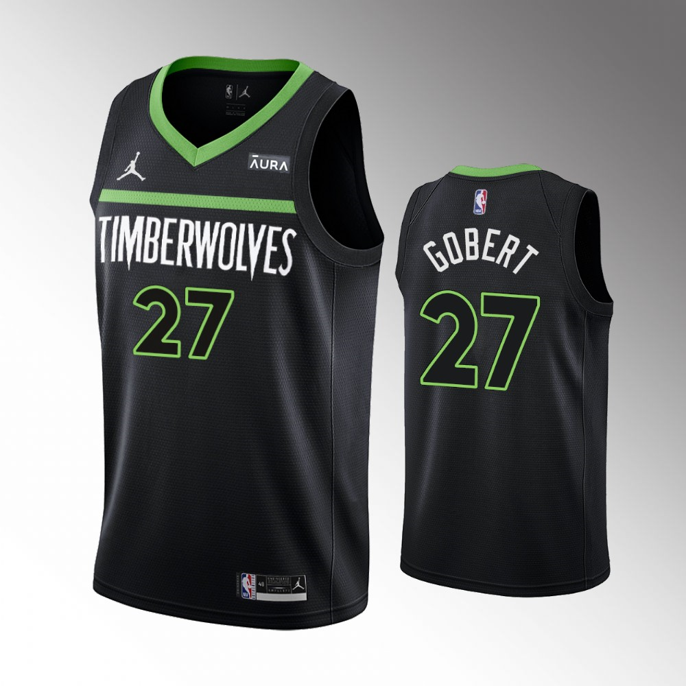 Men's Minnesota Timberwolves #27 Rudy Gobert Black Statement Edition Stitched Jersey Men's Minnesota Timberwolves #27 Rudy Gobert Black Statement Edition Stitched Jersey