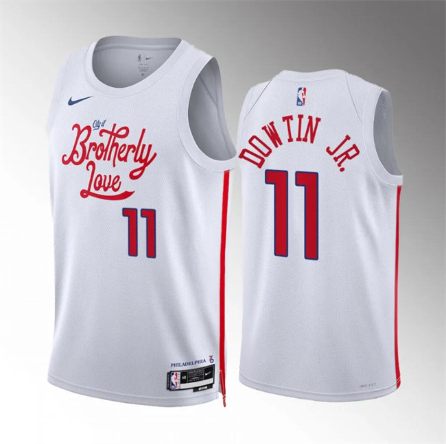 Men's Philadelphia 76ers #11 Jeff Dowtin Jr Stitched White City Edition Jersey Men's Philadelphia 76ers #11 Jeff Dowtin Jr Stitched White City Edition Jersey