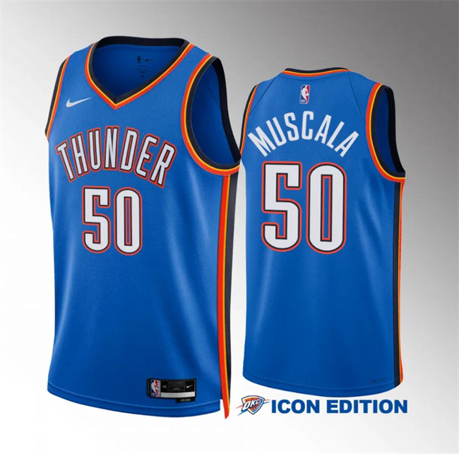 Men's Oklahoma City Thunder #50 Mike Muscala Stitched Blue Icon Edition Basketball Jersey Men's Oklahoma City Thunder #50 Mike Muscala Stitched Blue Icon Edition Basketball Jersey