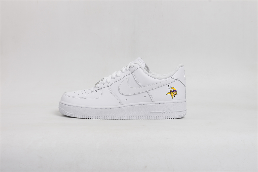Men's Minnesota Vikings Air Force 1 Low White Shoes 001 Men's Minnesota Vikings Air Force 1 Low White Shoes 001