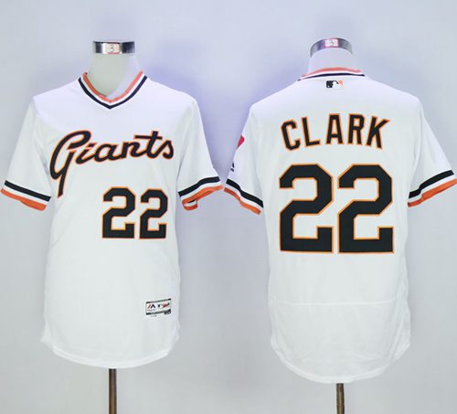 Youth Giants #22 Will Clark White Flexbase Authentic Collection Cooperstown Stitched MLB Jersey