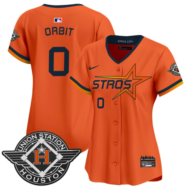 Women's Houston Astros #0 Orbit Orange 2025 City Connect Limited Stitched Baseball Jersey(Run Small) Women's Houston Astros #0 Orbit Orange 2025 City Connect Limited Stitched Baseball Jersey(Run Small)
