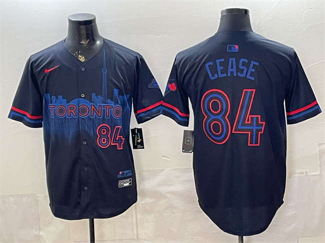 Men's Toronto Blue Jays #84 Dylan Cease Navy 2024 City Connect Limited Stitched Baseball Jersey Men's Toronto Blue Jays #84 Dylan Cease Navy 2024 City Connect Limited Stitched Baseball Jersey