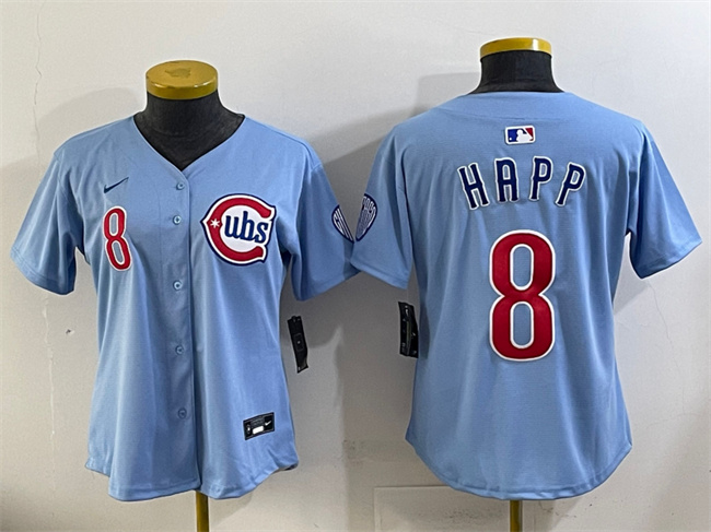 Women's Chicago Cubs #8 Ian Happ Blue 2024/25 2nd Alternatemited Stitched Baseball Jersey(Run Small) Women's Chicago Cubs #8 Ian Happ Blue 2024/25 2nd Alternatemited Stitched Baseball Jersey(Run Small)