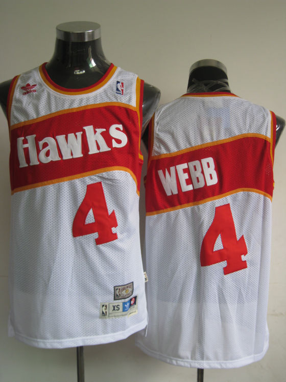 Hawks #4 Spud Webb White Stitched Throwback NBA Jersey Hawks #4 Spud Webb White Stitched Throwback NBA Jersey