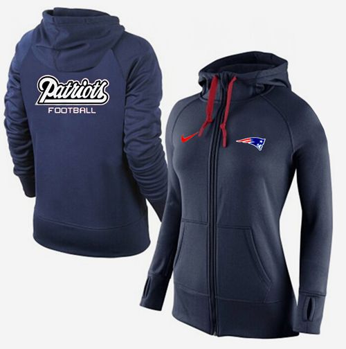 Women's Nike New England Patriots Full-Zip Performance Hoodie Dark Blue Women's Nike New England Patriots Full-Zip Performance Hoodie Dark Blue