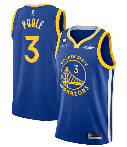 Men's Golden State Warriors #3 Jordan Poole Royal With No.6 Patch Stitched Jersey Men's Golden State Warriors #3 Jordan Poole Royal With No.6 Patch Stitched Jersey