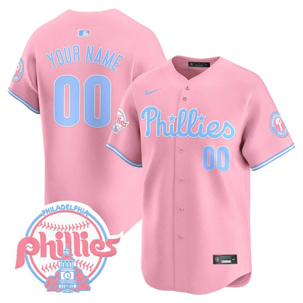 Men's Philadelphia Phillies Active Player Custom Bubblegum Pink Vapor Premier Limited Stitched Jersey Men's Philadelphia Phillies Active Player Custom Bubblegum Pink Vapor Premier Limited Stitched Jersey