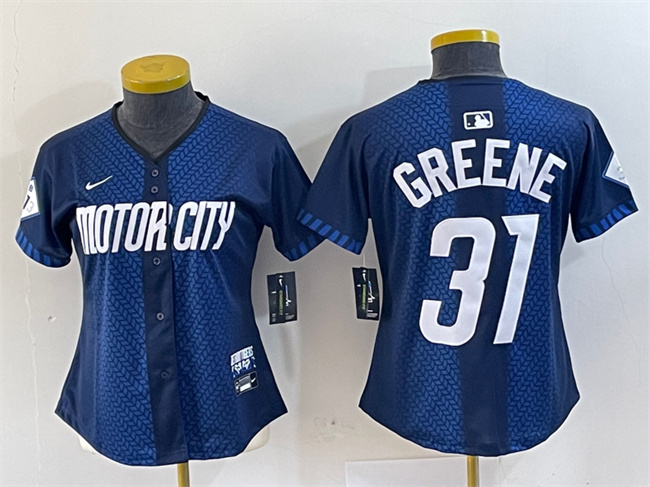 Women's Detroit Tigers #31 Riley Greene 2024 Navy City Connect Cool Base Limited Stitched Baseball Jersey(Run Small) Women's Detroit Tigers #31 Riley Greene 2024 Navy City Connect Cool Base Limited Stitched Baseball Jersey(Run Small)
