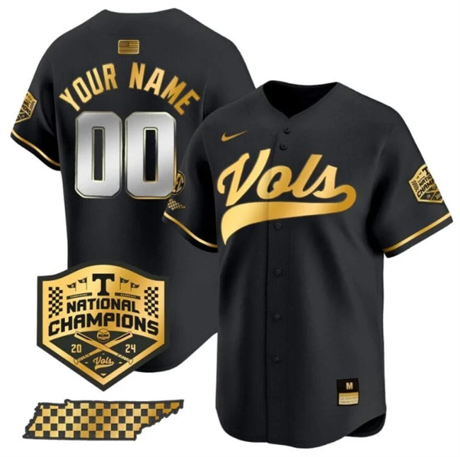Men's Tennessee Volunteers Active Player Custom Black Gold 2024 Champions Vapor Limited Stitched Jersey Men's Tennessee Volunteers Active Player Custom Black Gold 2024 Champions Vapor Limited Stitched Jersey
